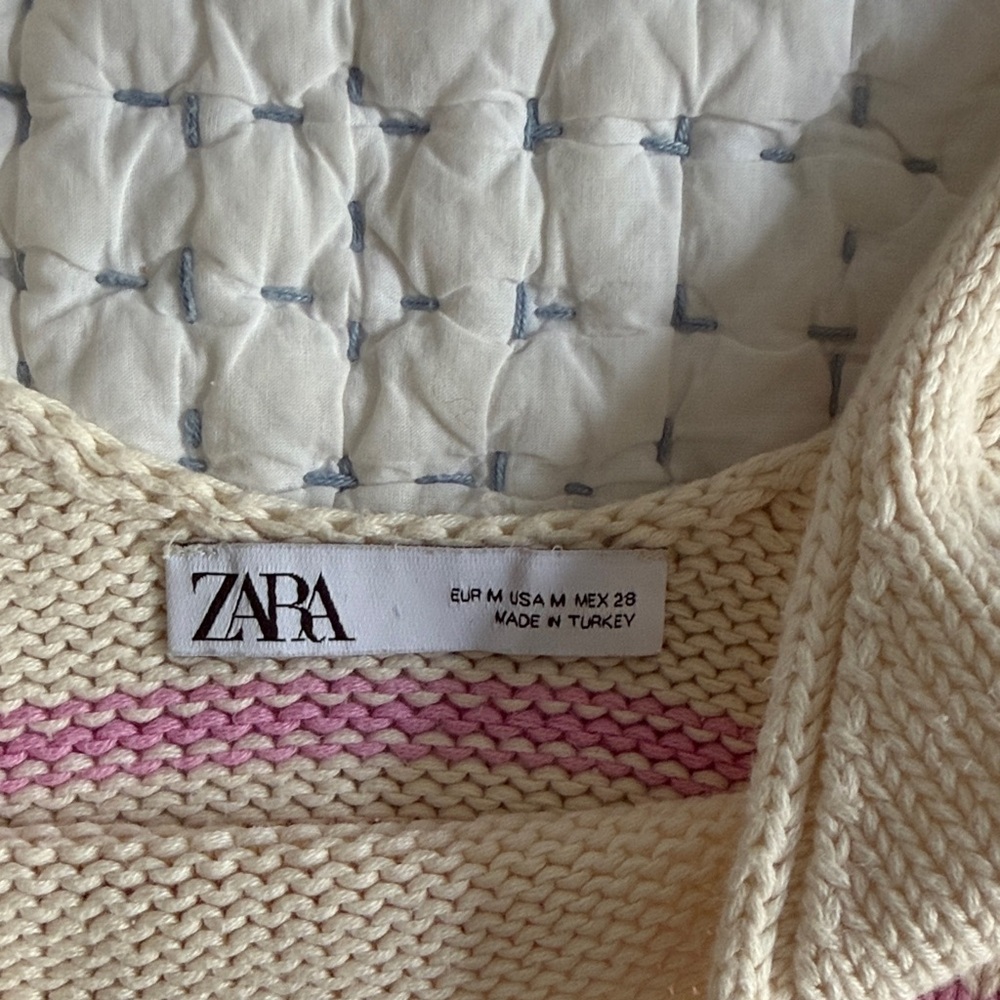 Zara 100% cotton striped sweater tank knot top - Picture 2 of 3